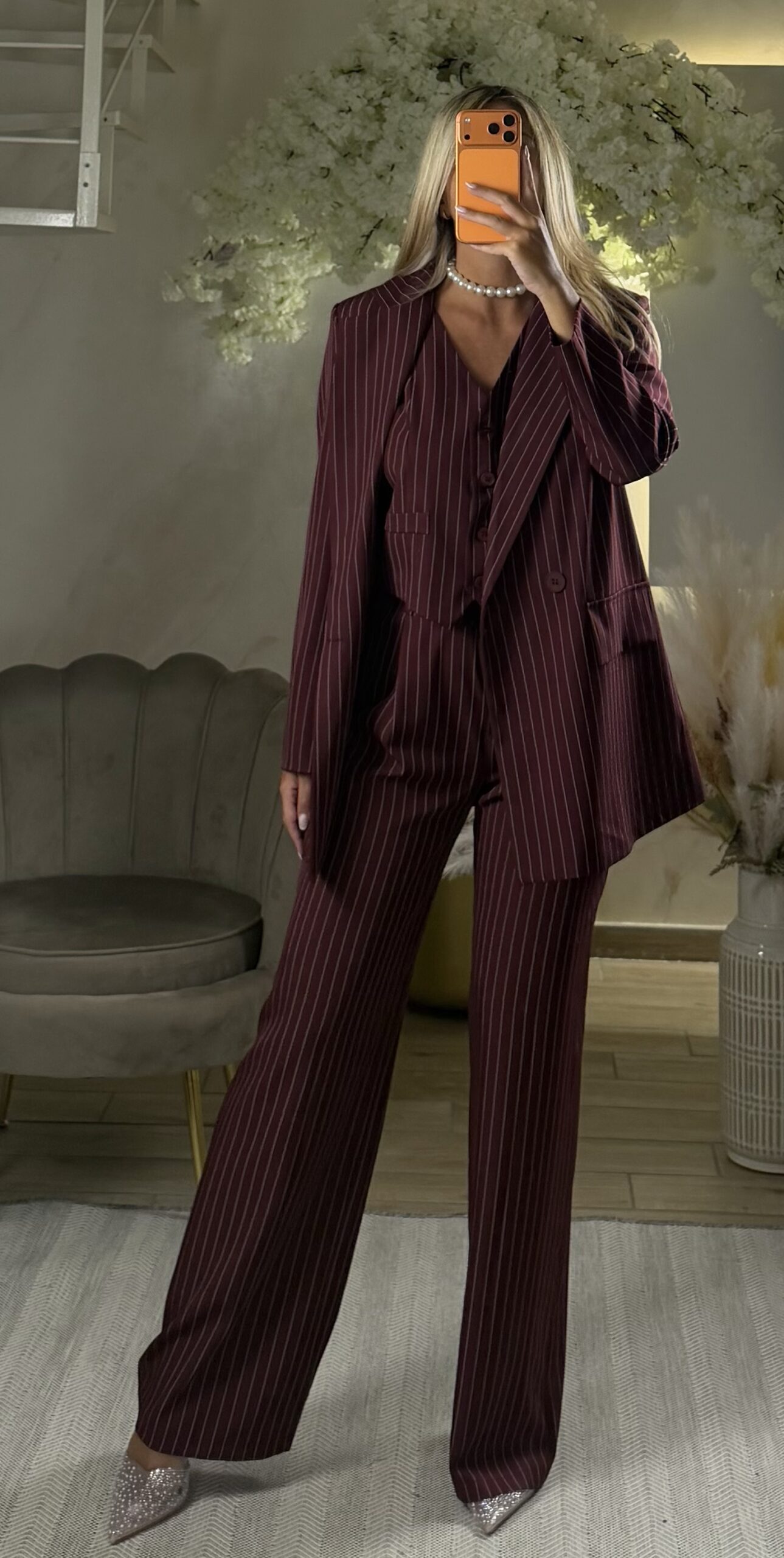 Tris Aperol Gessato Burgundy - immagine 2