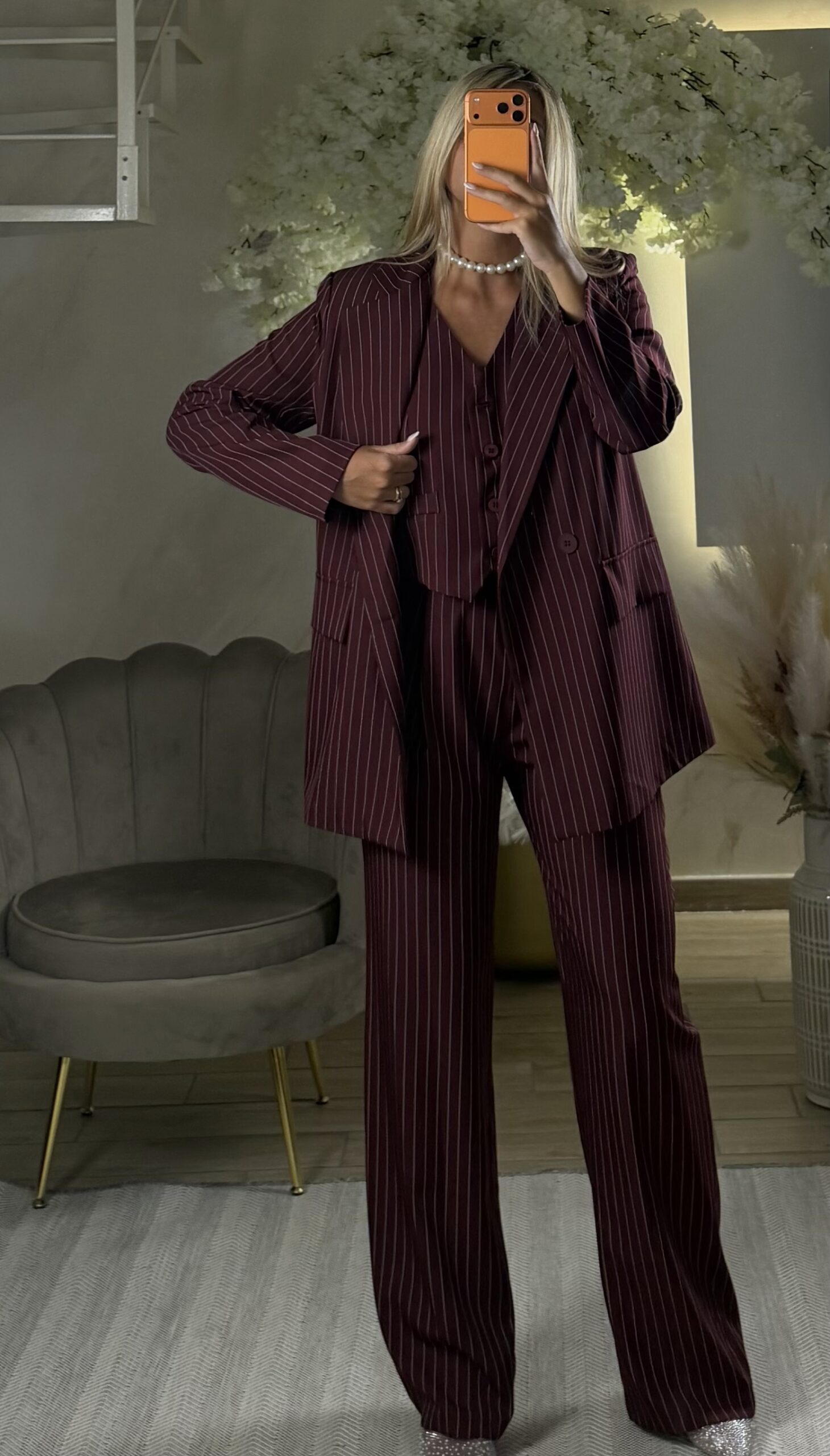 Tris Aperol Gessato Burgundy - immagine 3